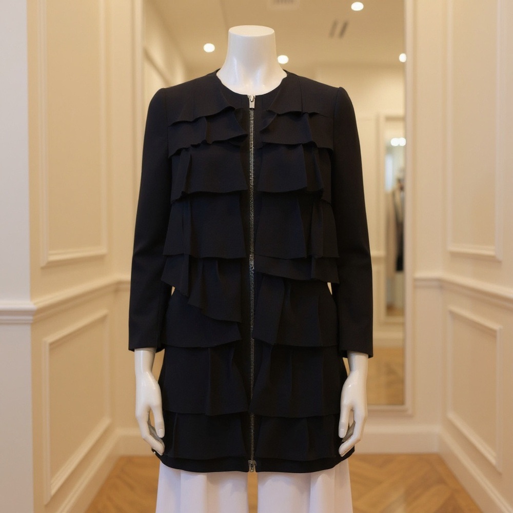 3.1 Philip Lim Ruffle Front Mid length Coat